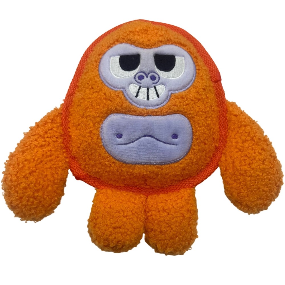 BarkBox BARK Orange Gorilla Squeaky Plush Dog Toy 216563 Sherpa Ballistic Nylon